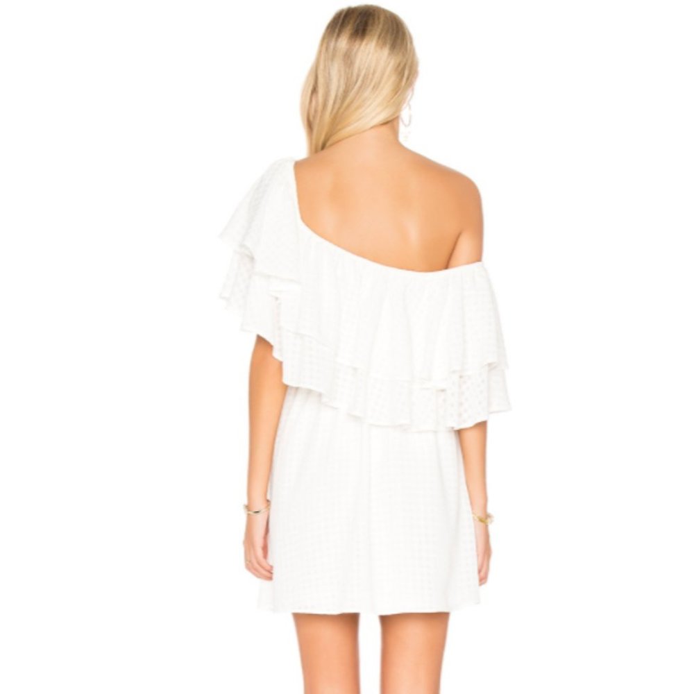 Show Me Your Mumu White Gingham One Shoulder Dress - Picture 3 of 7
